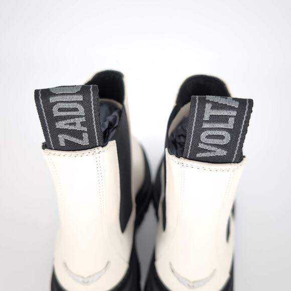 ZADIG & VOLTAIRE Ride Patent Leather Ecru & Black Chelsea Boots - Size 39 - NIB - Picture 14 of 15